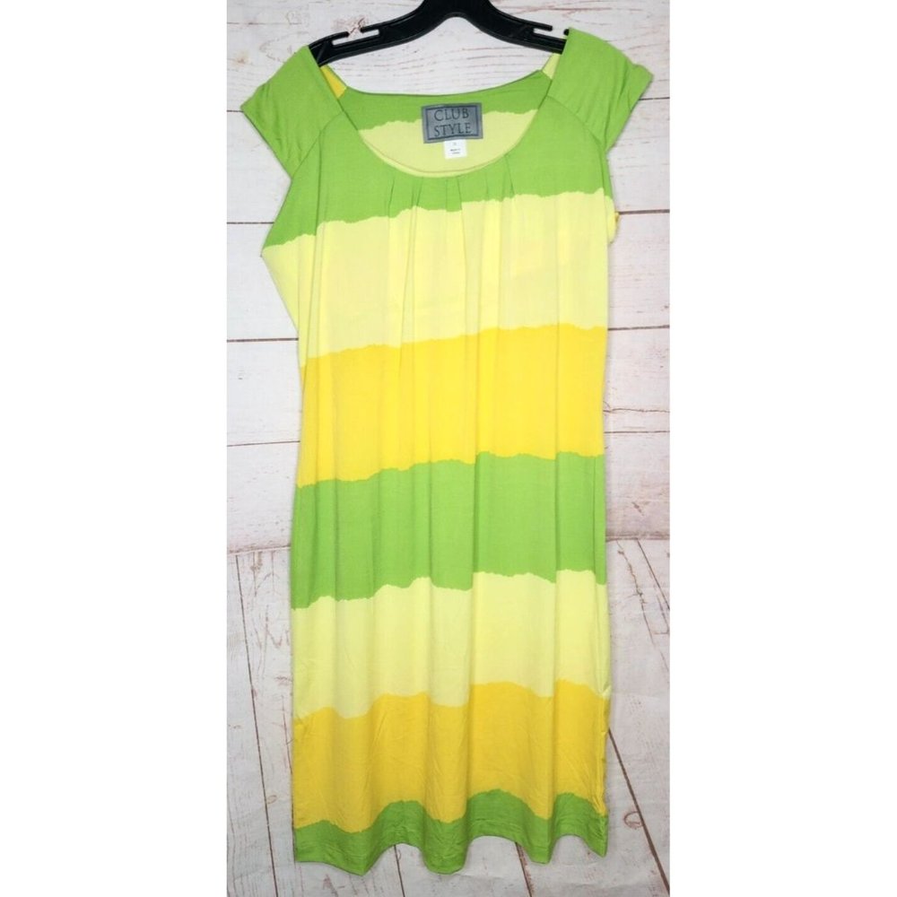 Rare Club Style Yellow Green Nightgown Sleepwear Summer Sleeveless Dress Size 12